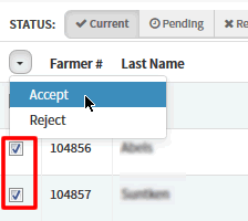 Change Status on Multiple Farmers